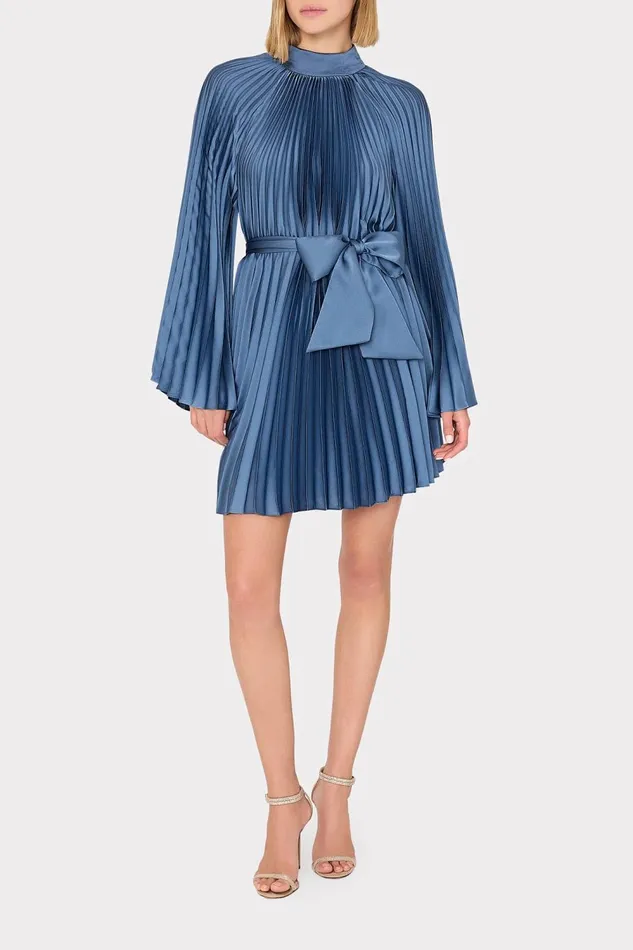 Women Dresses Milly Nandi Mock Neck Pleated Dress Stone Women Dresses Milly Nandi Mock Neck Pleated Dress Stone