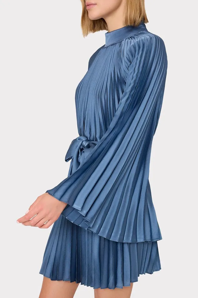 Women Dresses Milly Nandi Mock Neck Pleated Dress Stone Women Dresses Milly Nandi Mock Neck Pleated Dress Stone