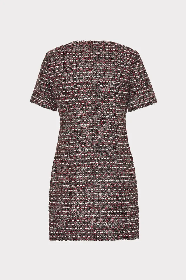 Women Dresses Milly Nyah Tweed Crystal Embellished Mini Dress Scarlet Multi