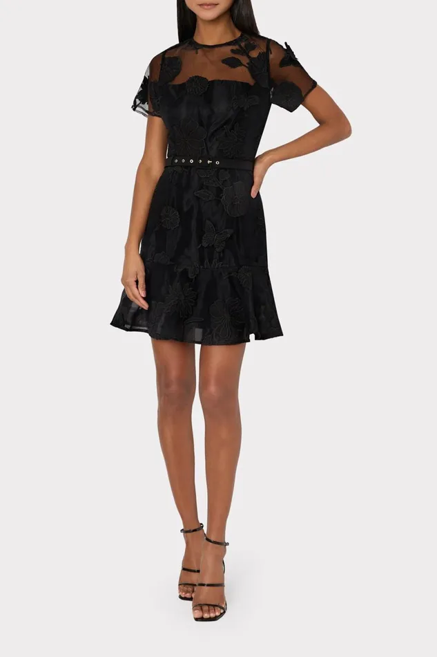 Women Dresses Milly Rosie 3D Butterfly Embroidery Dress Black Women Dresses Milly Rosie 3D Butterfly Embroidery Dress Black