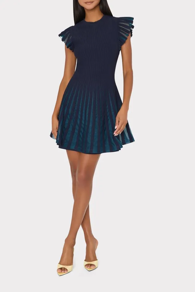 Women Dresses Milly Sheer Flutter Sleeve Knit Mini Dress Navy Women Dresses Milly Sheer Flutter Sleeve Knit Mini Dress Navy