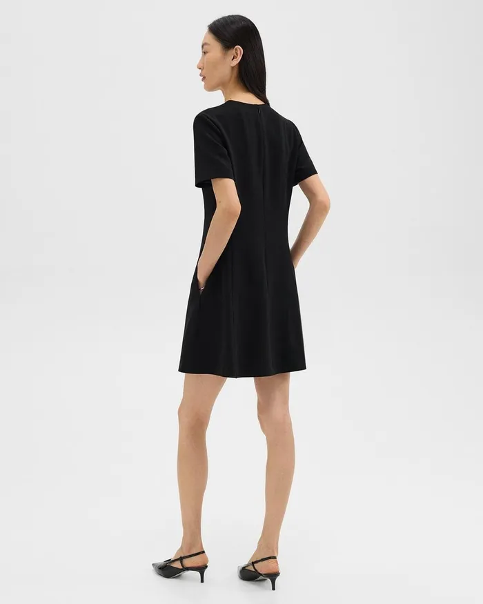 Women Dresses Theory Flared ShortSleeve Dress In Admiral Crepe Black