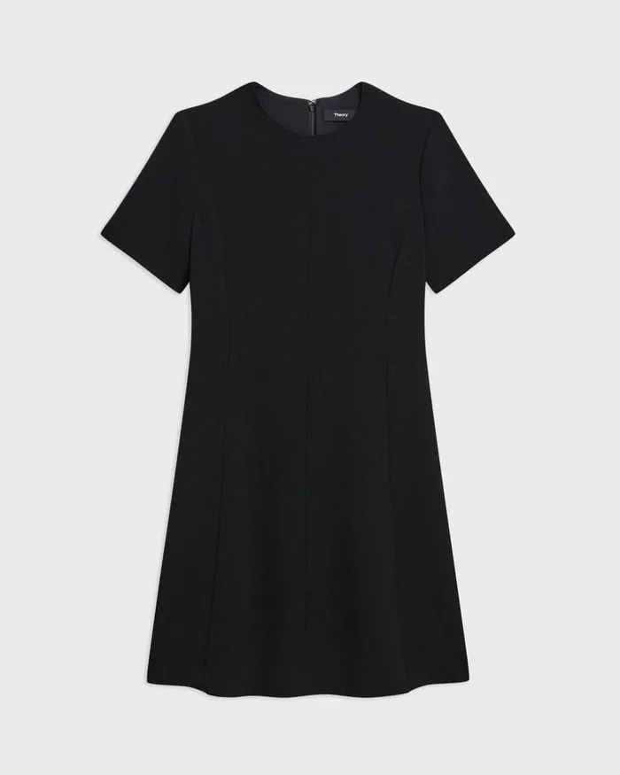 Women Dresses Theory Flared ShortSleeve Dress In Admiral Crepe Black