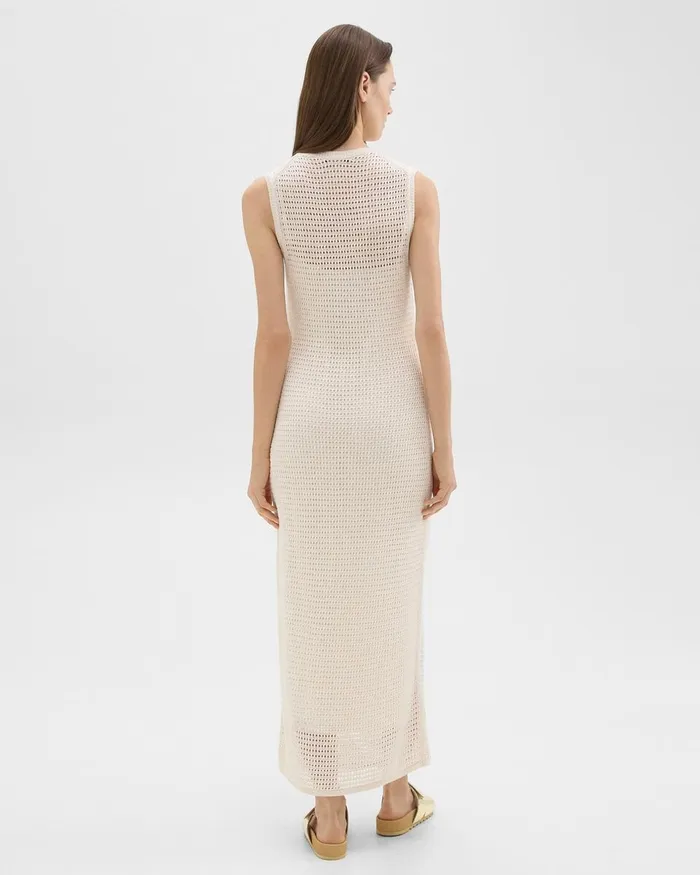 Women Dresses Theory Mesh Maxi Dress In LinenViscose Bone