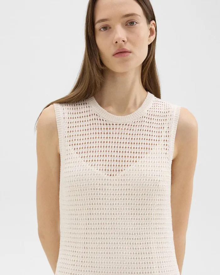 Women Dresses Theory Mesh Maxi Dress In LinenViscose Bone