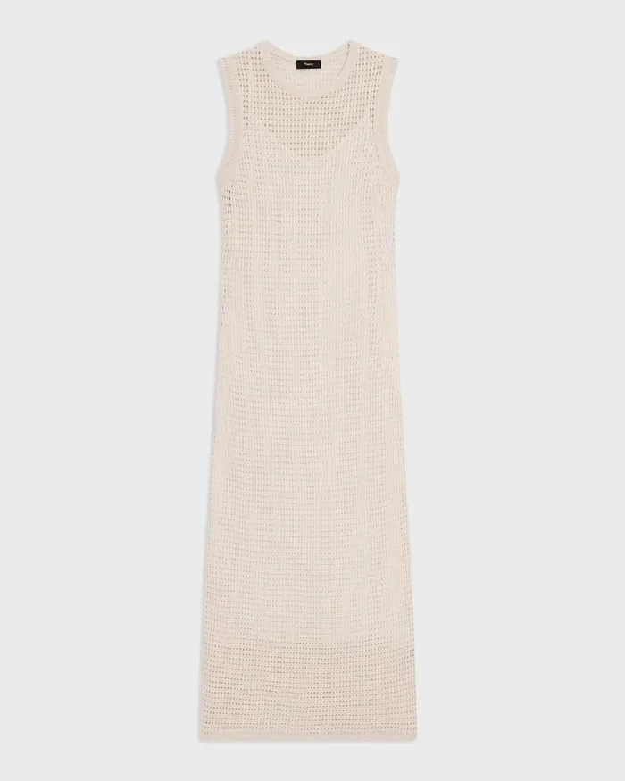 Women Dresses Theory Mesh Maxi Dress In LinenViscose Bone