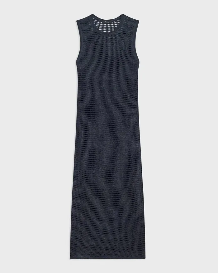 Women Dresses Theory Mesh Maxi Dress In LinenViscose Nocturne Navy