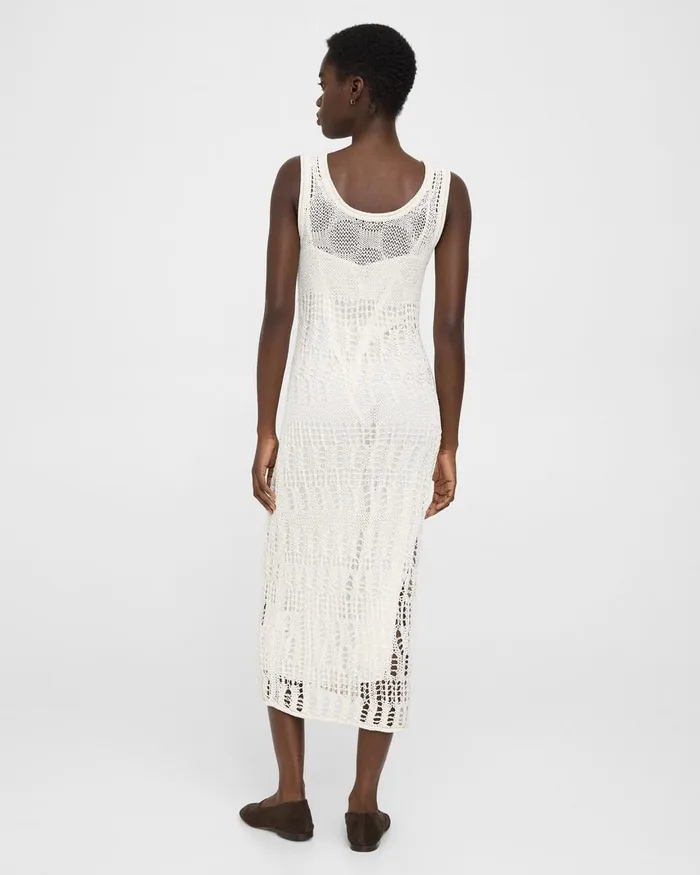 Women Dresses Theory Open Stitch Midi Dress In CottonBlend White