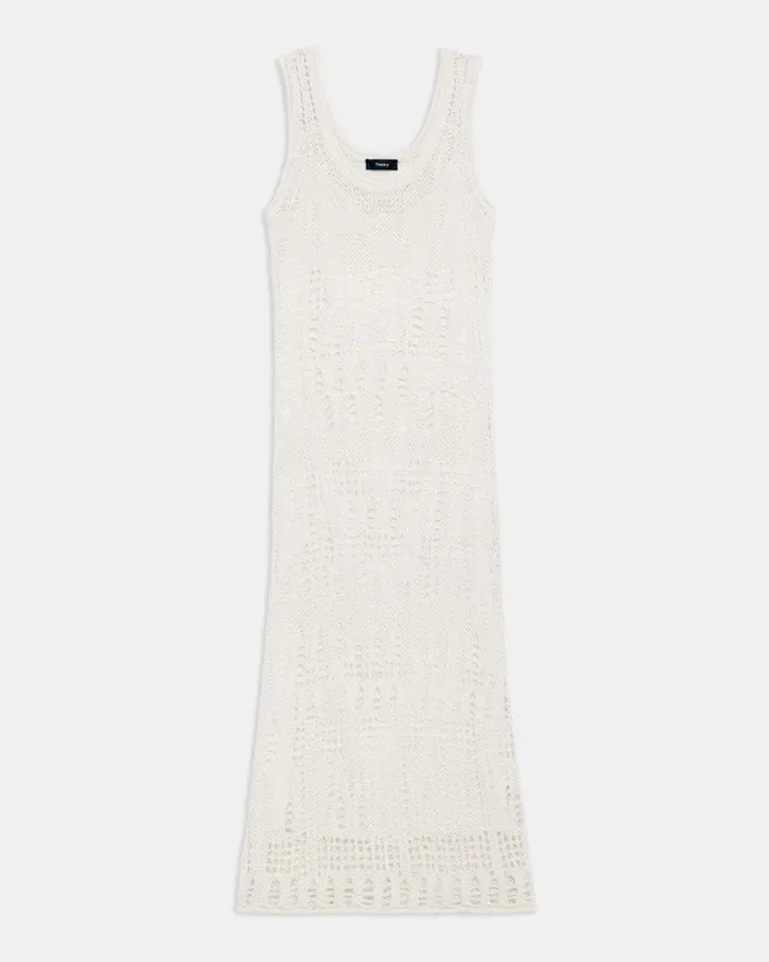Women Dresses Theory Open Stitch Midi Dress In CottonBlend White