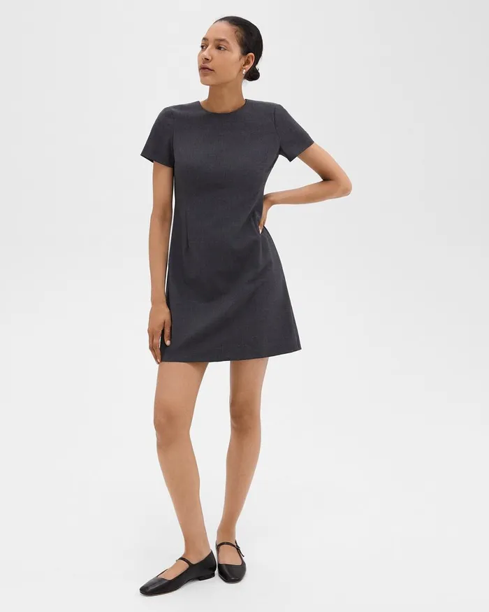 Women Dresses Theory Sheath Dress In Good Wool Charcoal Melange
