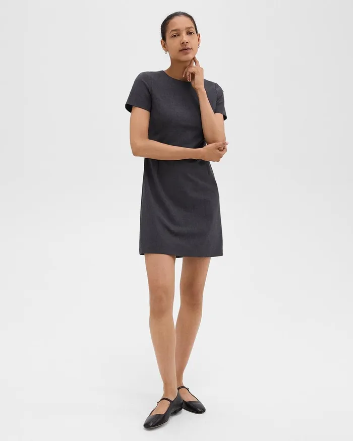 Women Dresses Theory Sheath Dress In Good Wool Charcoal Melange