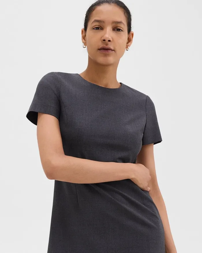 Women Dresses Theory Sheath Dress In Good Wool Charcoal Melange