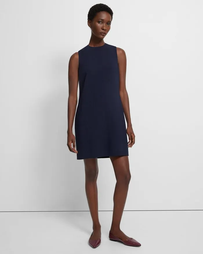 Women Dresses Theory Shift Dress In Admiral Crepe Nocturne Navy