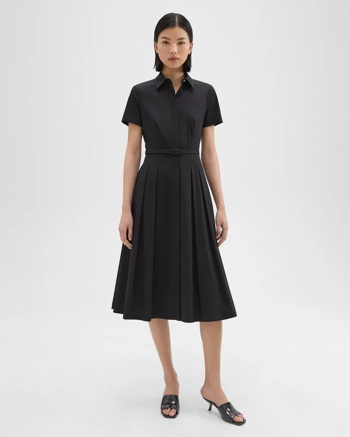 Women Dresses Theory ShortSleeve Shirt Dress In Good Cotton Black