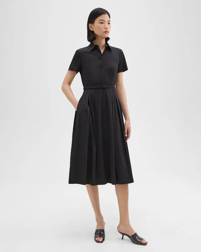 Women Dresses Theory ShortSleeve Shirt Dress In Good Cotton Black