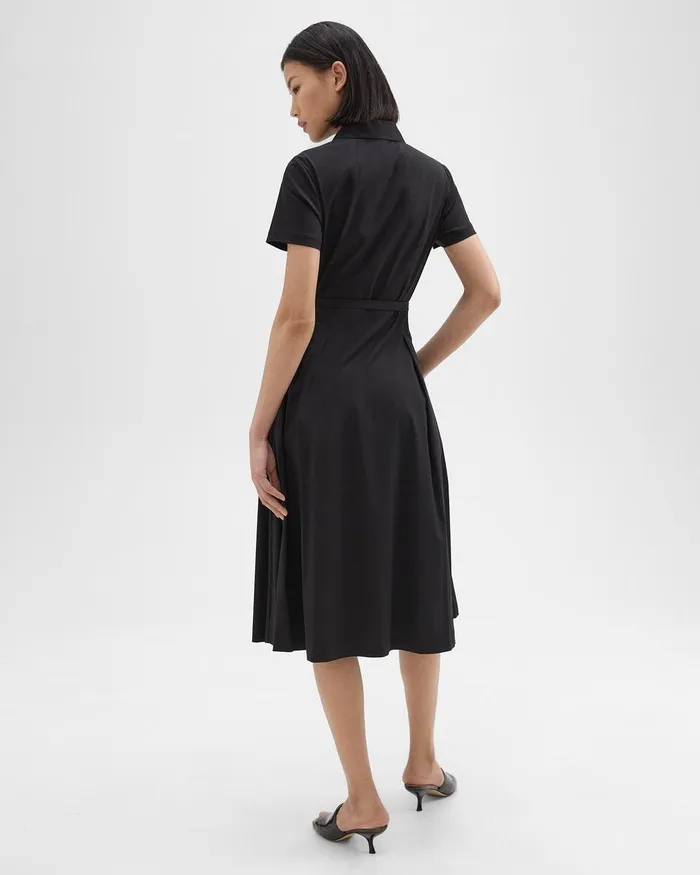 Women Dresses Theory ShortSleeve Shirt Dress In Good Cotton Black