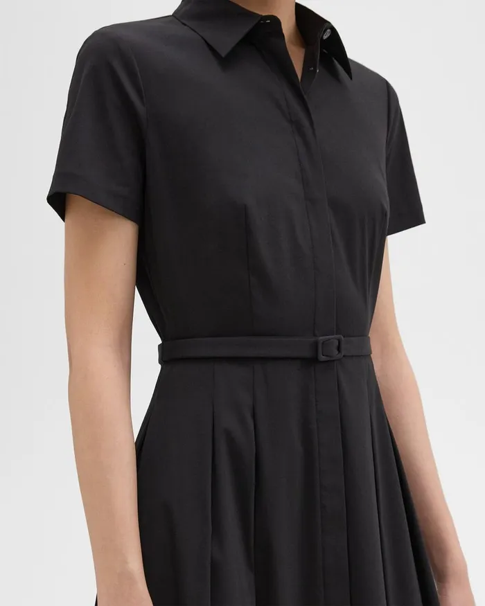 Women Dresses Theory ShortSleeve Shirt Dress In Good Cotton Black