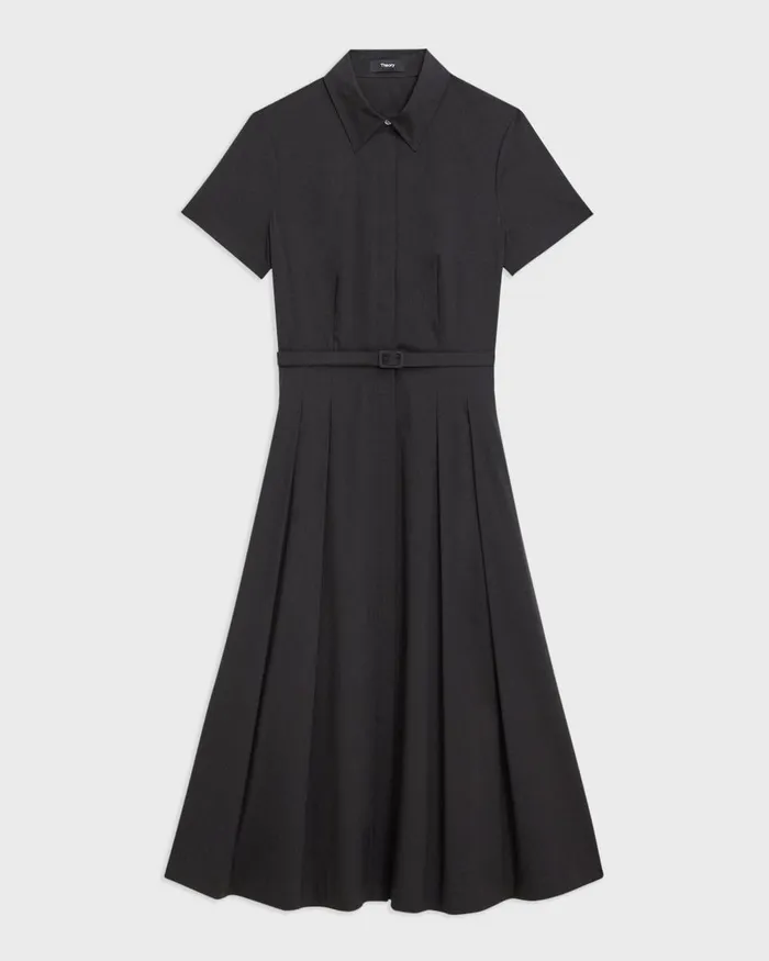 Women Dresses Theory ShortSleeve Shirt Dress In Good Cotton Black