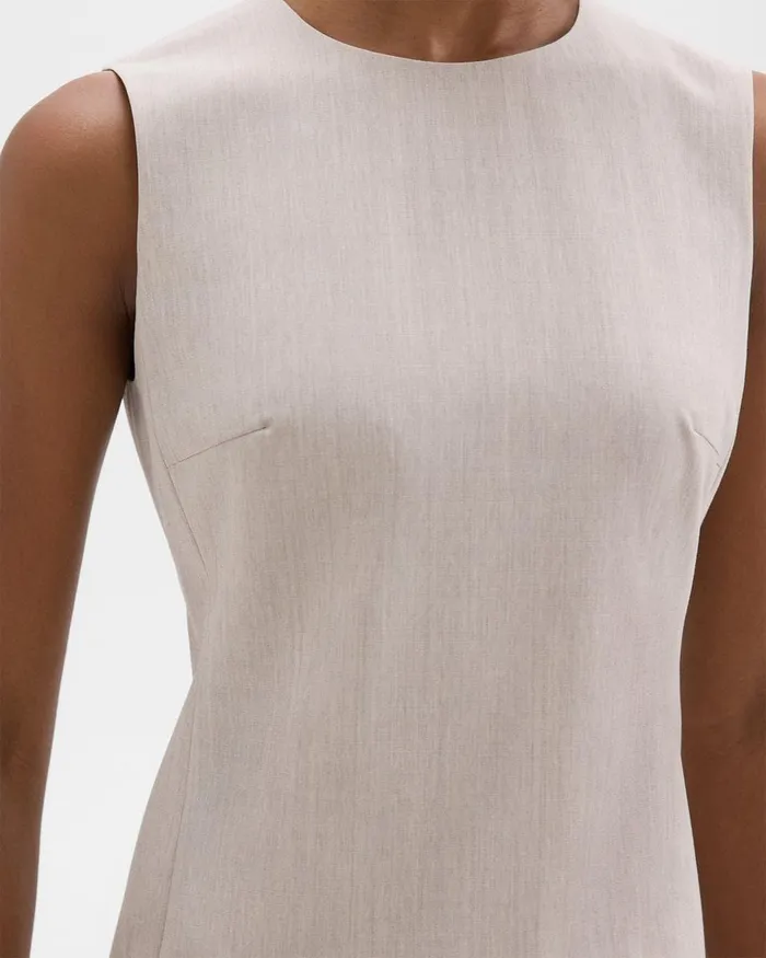 Women Dresses Theory Sleeveless Fitted Dress In Good Wool Sand Melange