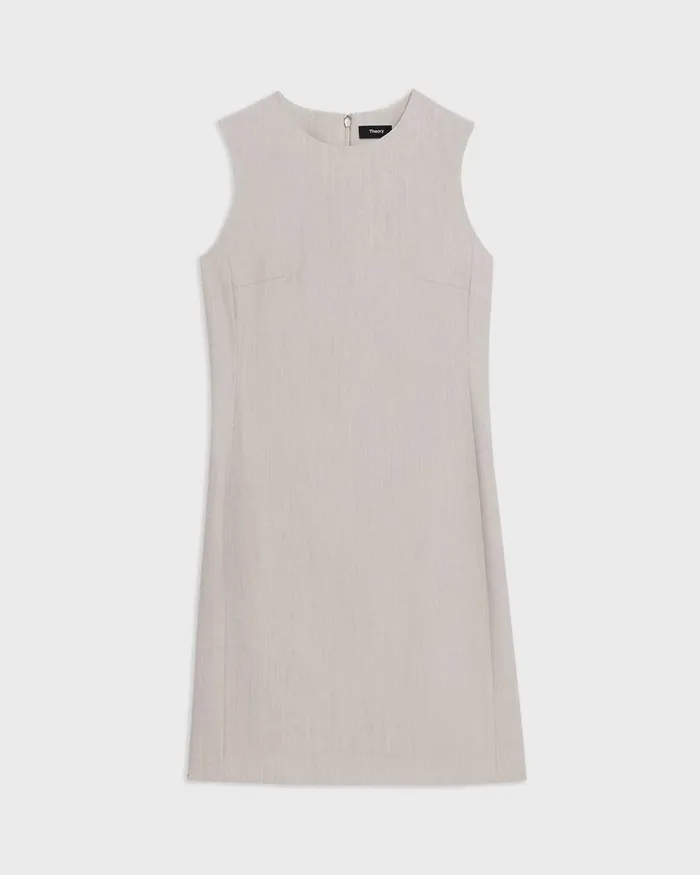 Women Dresses Theory Sleeveless Fitted Dress In Good Wool Sand Melange