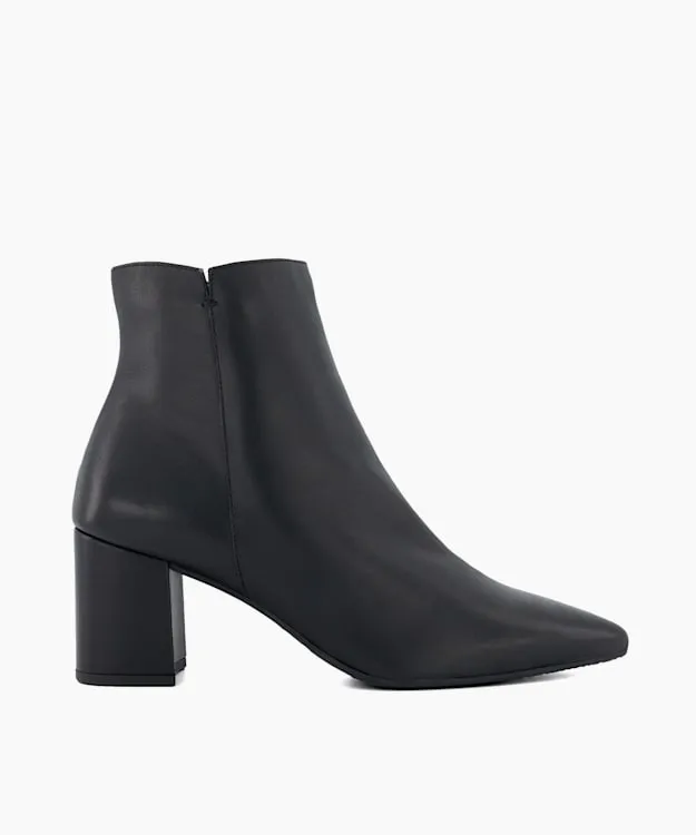 Women Dune London Ankle Boots BlockHeeled Leather Ankle Boots Black