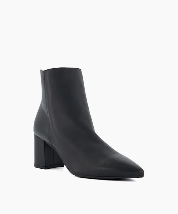 Women Dune London Ankle Boots BlockHeeled Leather Ankle Boots Black