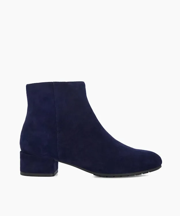 Women Dune London Ankle Boots LowBlock Heel Ankle Boots Blue