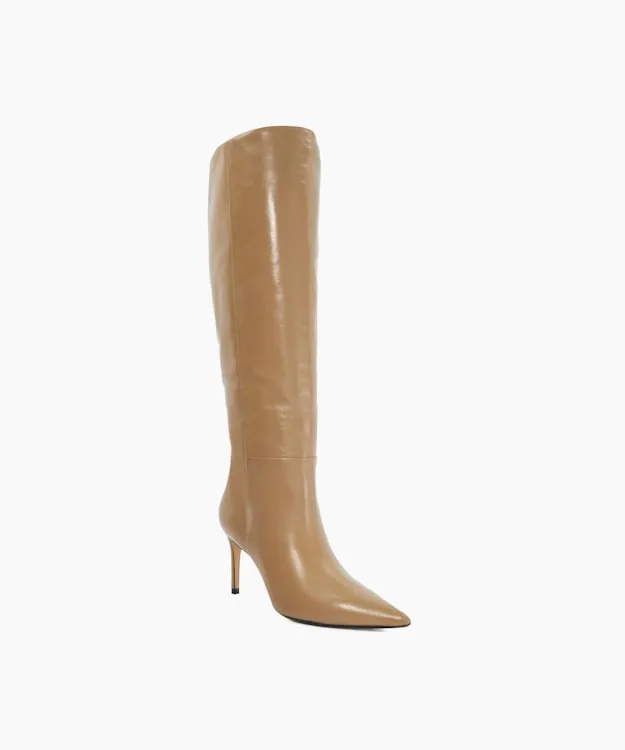 Women Dune London Brown Boots Leather Pull On Knee High Boots Brown