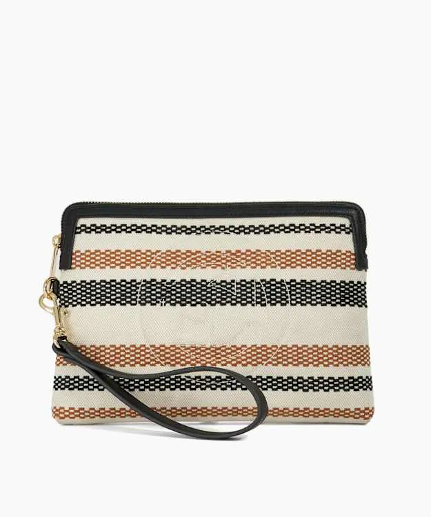 Women Dune London Clutch Bags Canvas Zip Up Wristlet Pouch Brown