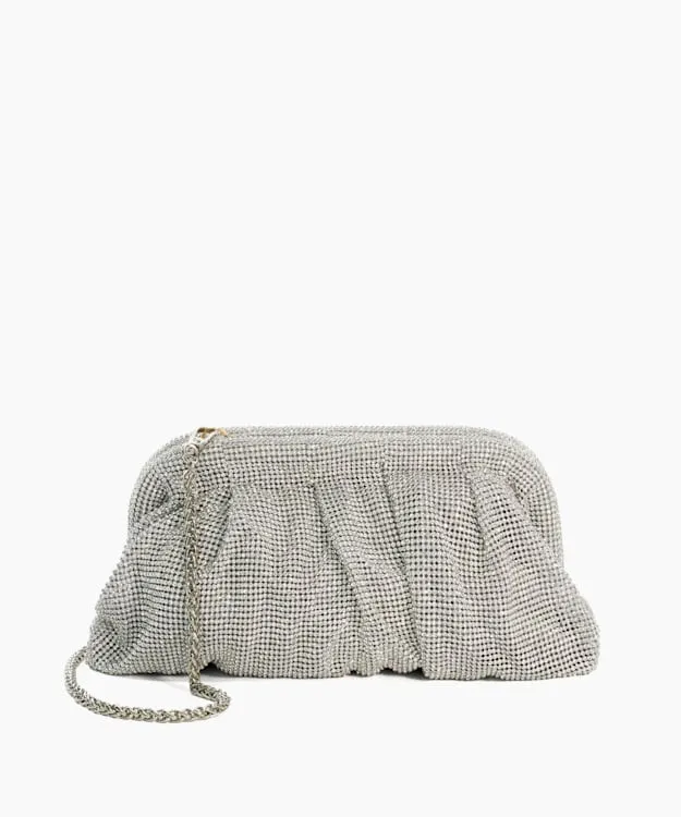 Women Dune London Clutch Bags Embellished Mesh Clutch Bag Metallic