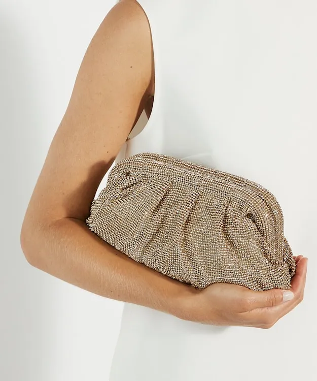 Women Dune London Clutch Bags Embellished Mesh Clutch Bag Metallic
