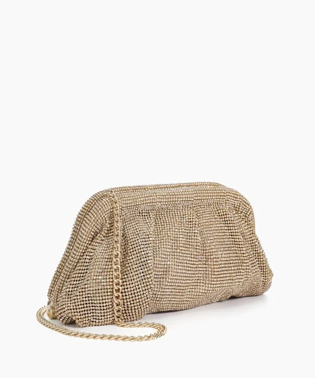 Women Dune London Clutch Bags Embellished Mesh Clutch Bag Metallic