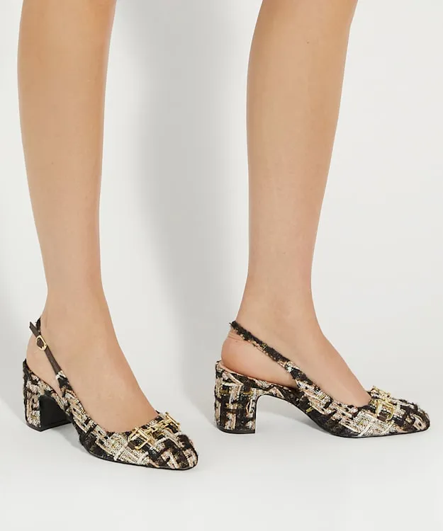 Women Dune London Court Shoes Brand Snaffle BlockHeeled Slingback Courts Brown