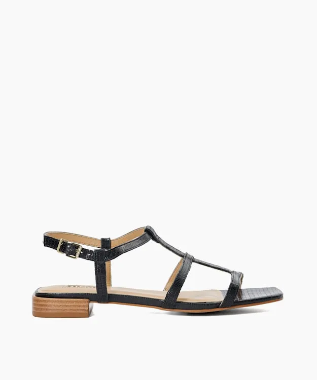 Women Dune London Flat Sandals Flat Leather Sandals Black
