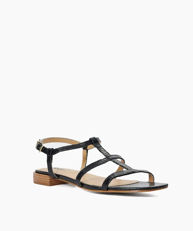 Women Dune London Flat Sandals Flat Leather Sandals Black