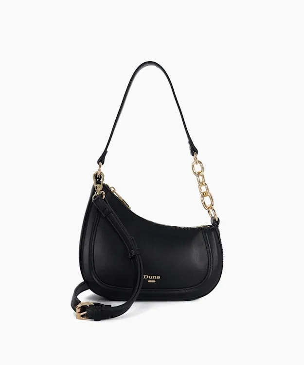 Women Dune London Handbags Asymmetric Chain Detail Shoulder Bag Black