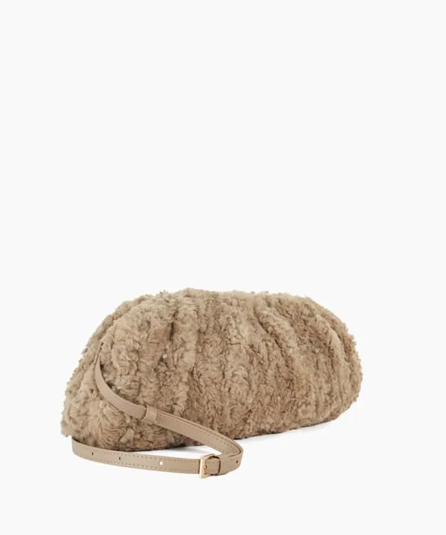 Women Dune London Handbags Oversized Faux Fur Handheld Clutch Brown