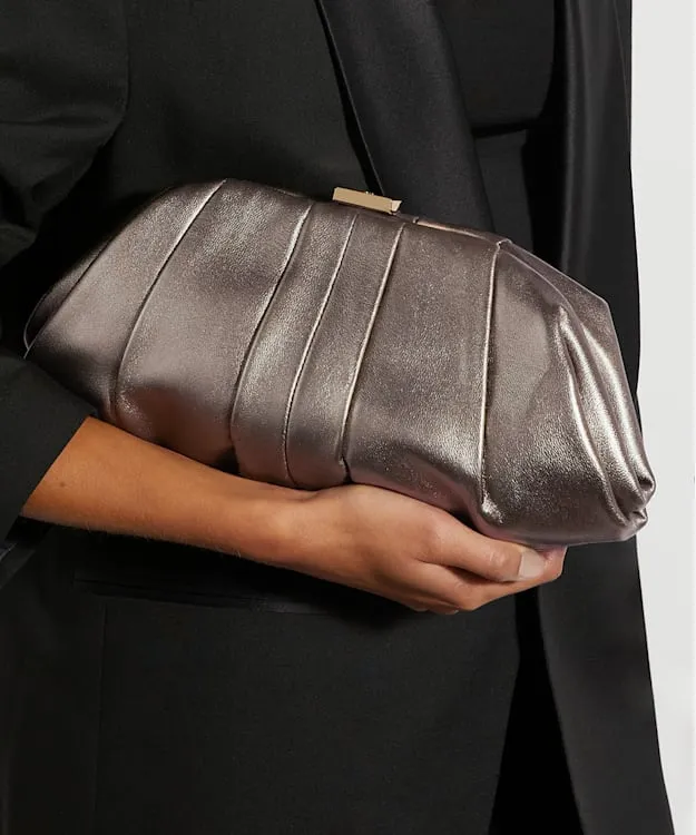 Women Dune London Handbags Oversized Leather Handheld Clutch Metallic