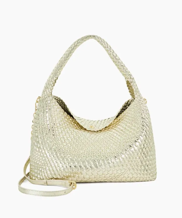 Women Dune London Handbags Woven Shoulder Bag Metallic