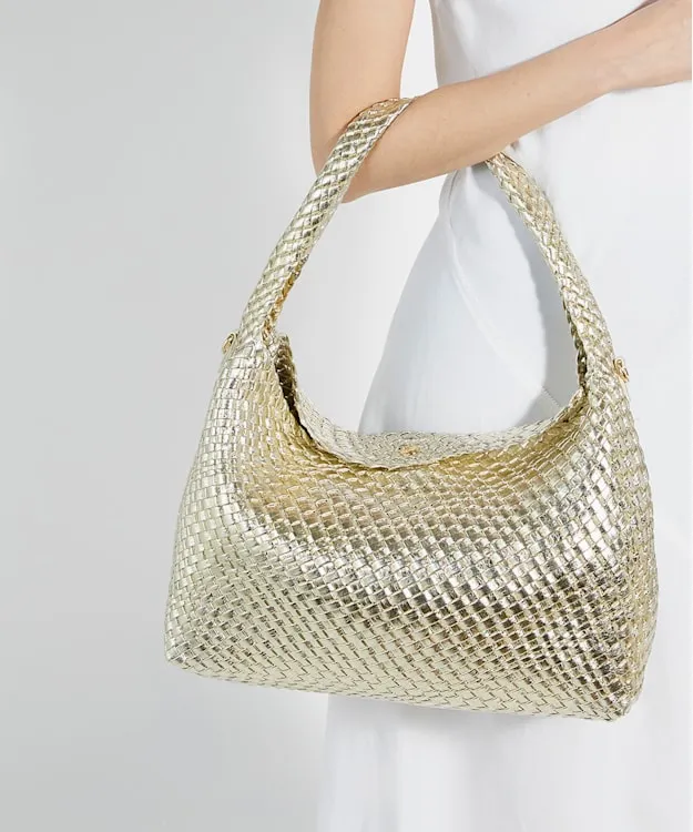 Women Dune London Handbags Woven Shoulder Bag Metallic