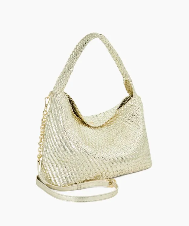 Women Dune London Handbags Woven Shoulder Bag Metallic