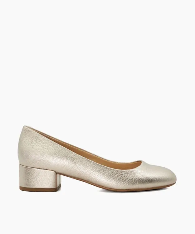 Women Dune London Heels Comfort BlockHeeled Courts Metallic