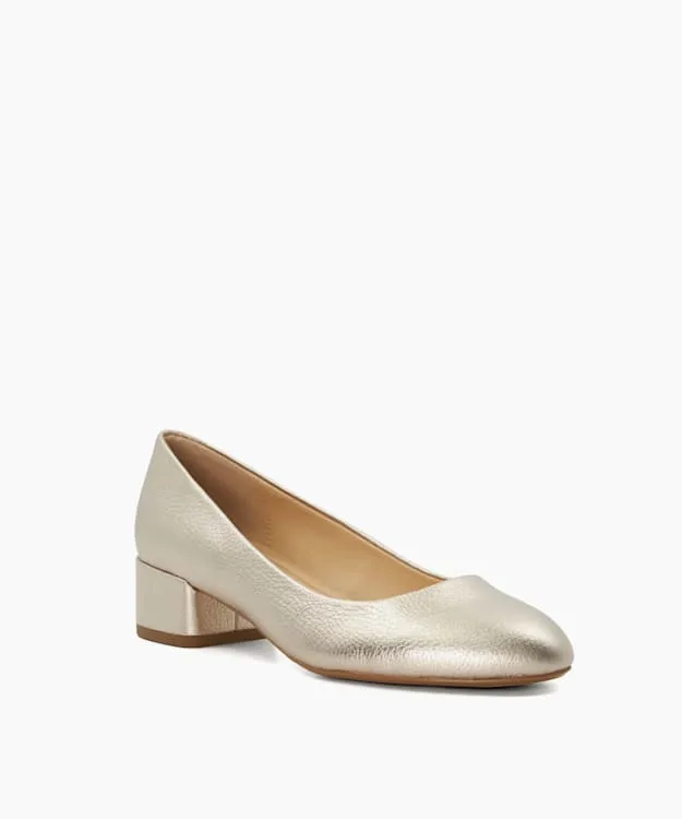 Women Dune London Heels Comfort BlockHeeled Courts Metallic