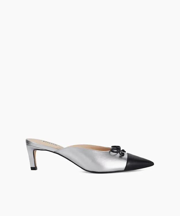Women Dune London Heels Leather Pointed Toe Slip On Heels Metallic