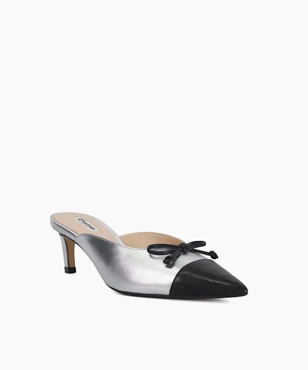 Women Dune London Heels Leather Pointed Toe Slip On Heels Metallic
