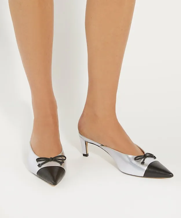 Women Dune London Heels Leather Pointed Toe Slip On Heels Metallic