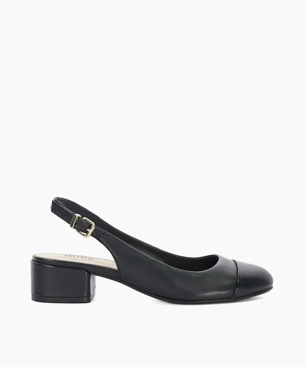 Women Dune London Heels Leather ToeCap SlingBacks Black