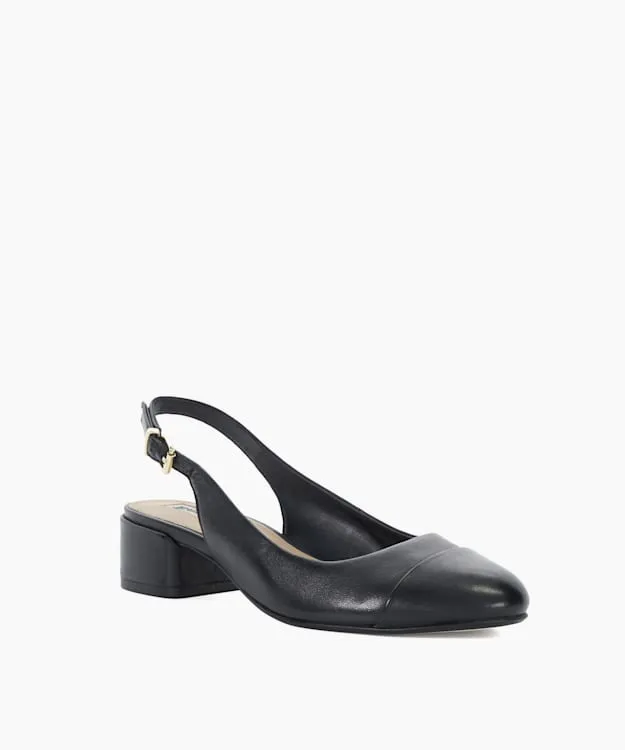 Women Dune London Heels Leather ToeCap SlingBacks Black