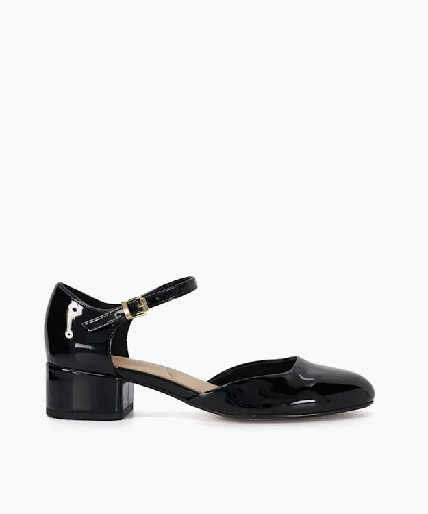 Women Dune London Heels Patent Mary Jane Shoes Black