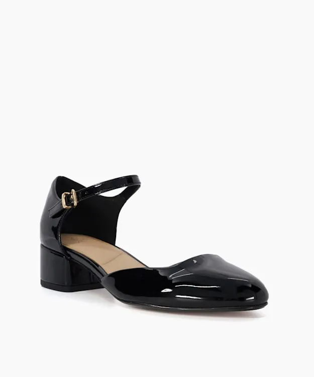 Women Dune London Heels Patent Mary Jane Shoes Black